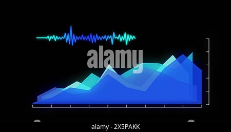 Image of statistical data processing against black background Stock Photo