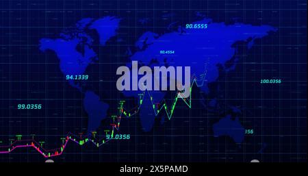 Image of data processing over world map Stock Photo