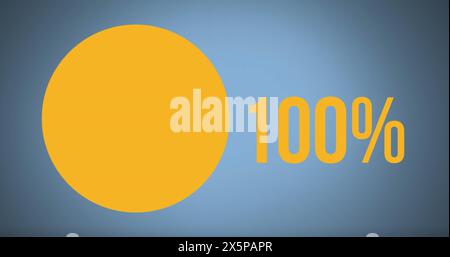 Image of pie char and percent data processing over blue background Stock Photo