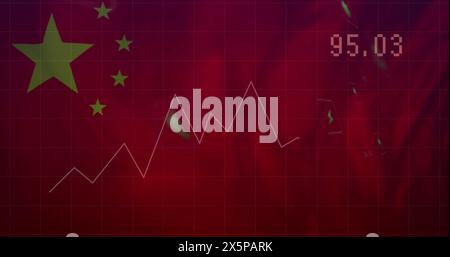 Image of data processing and multiple digital icons against waving china flag Stock Photo