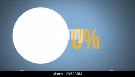 Image of pie char and percent data processing over blue background Stock Photo