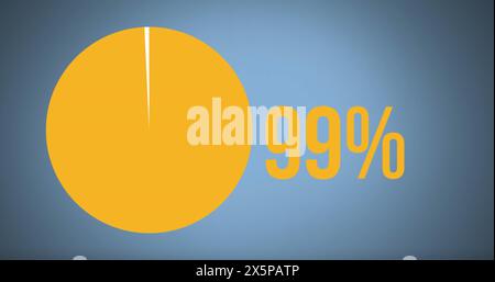 Image of pie char and percent data processing over blue background Stock Photo