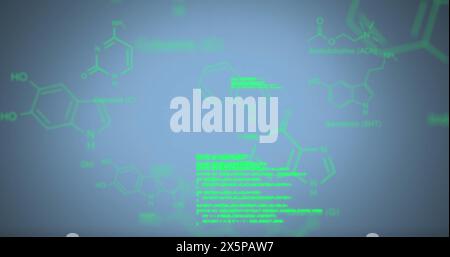 Image of scientific data processing over blue background Stock Photo