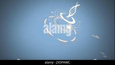 Image of scientific data processing over blue background Stock Photo