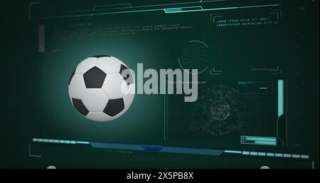 Image of scopes scanning and data processing with football Stock Photo