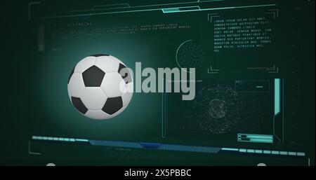 Image of scopes scanning and data processing with football Stock Photo