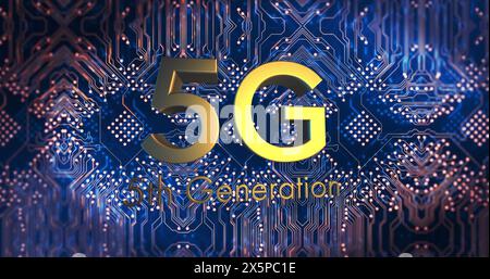 Image of 5g text over network of connections Stock Photo