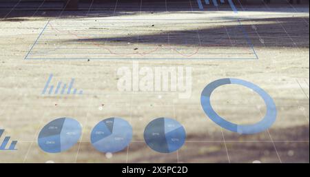 Image of data processing over modern neon ecuador on brick background Stock Photo