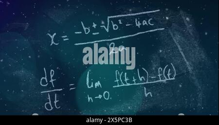 Image of spots over mathematical equations Stock Photo