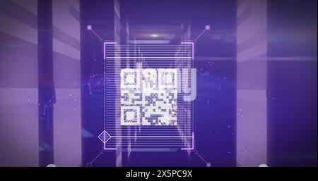 Image of qr code over shapes Stock Photo