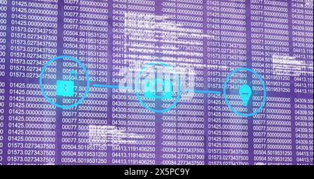 Image of data processing over icons Stock Photo