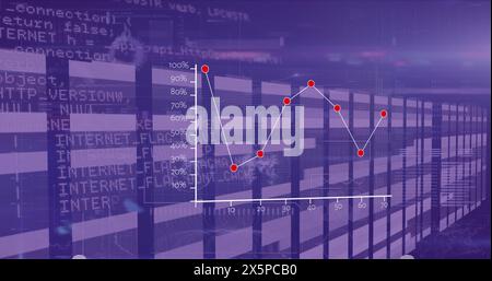 Image of data processing over lines Stock Photo