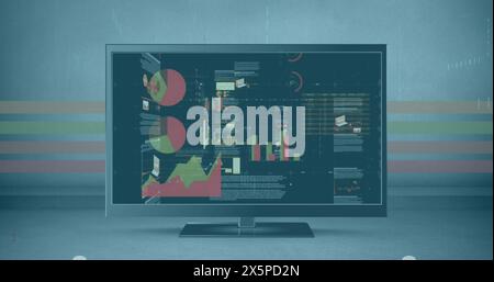 Image of digital interface and data processing over screen Stock Photo