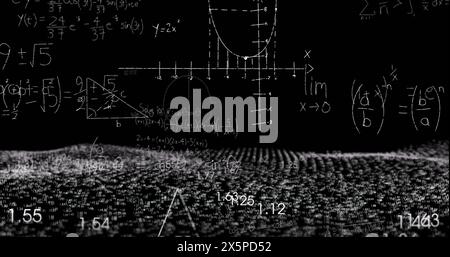 Image of mathematical equations over data processing Stock Photo