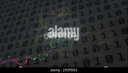 Image of data processing over crypto text Stock Photo
