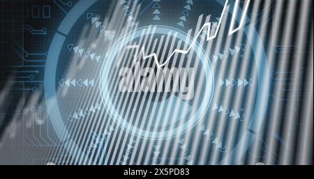 Image of processing circle and integrated circuit in digital space Stock Photo
