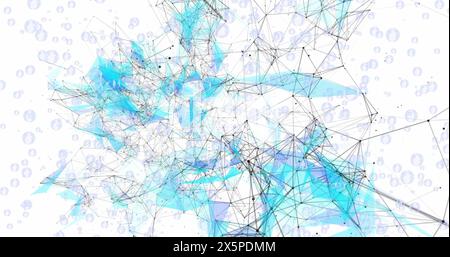 Image of network of connections over bubbles on white background Stock Photo