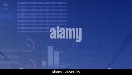 Image of data processing over letters and pylons Stock Photo