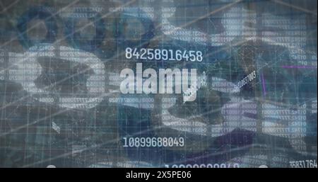 Image of financial data processing over online security chains Stock Photo