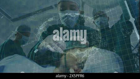 Image of brain rotating over caucasian female anesthetic Stock Photo