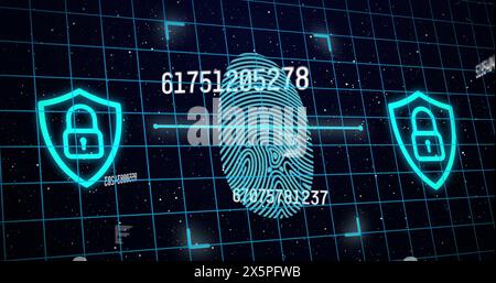 Image of data processing over fingerprint Stock Photo