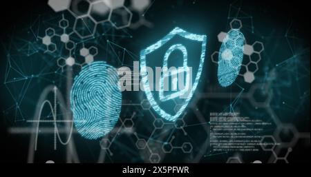 Image of text with globe and network of connections Stock Photo