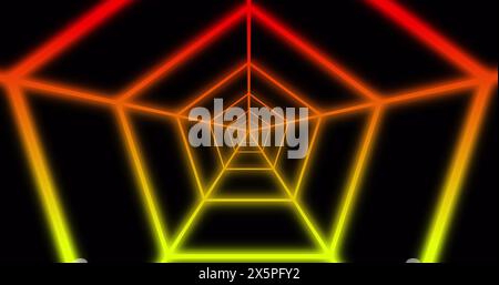 Vivid red and yellow lines forming tunnel-like structure Stock Photo