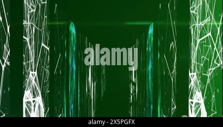 Image of data processing over green background Stock Photo