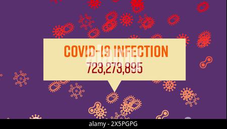 Image of covid 19 text over virus cells Stock Photo