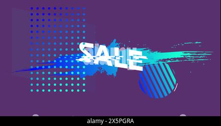 Image of sale text over virus cells Stock Photo