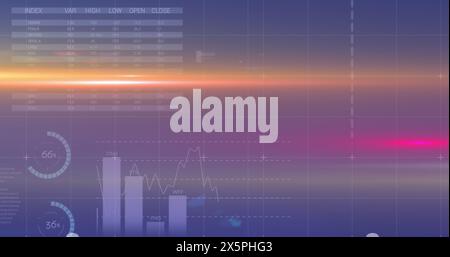 Stock market data displaying on digital screen, showing various indices Stock Photo