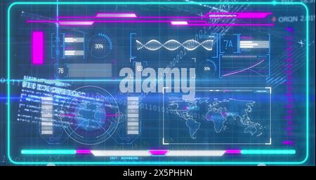 Image of scientific data processing and binary coding Stock Photo