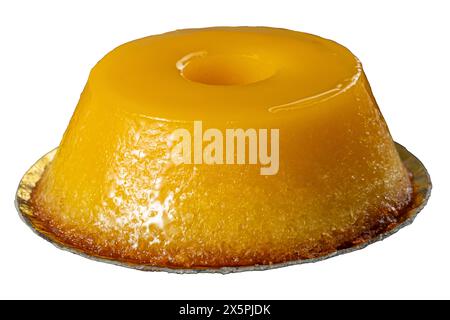 Small quindim, traditional Brazilian sweet, on a white background 2. Stock Photo