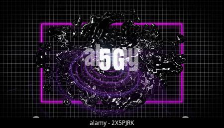 Image of 5g text over moving shapes Stock Photo
