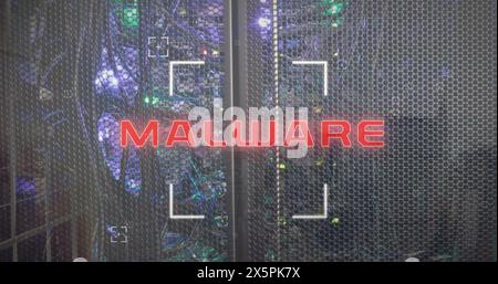 Image of malware text over server room Stock Photo