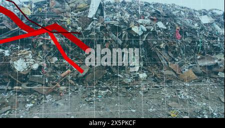 Image of data processing over rubbish dump Stock Photo