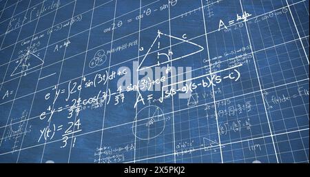 Image of mathematical formulae and data processing Stock Photo