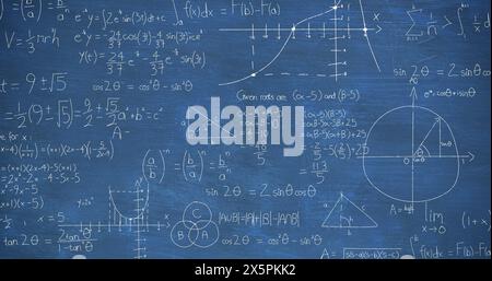 Image of mathematical formulae and data processing Stock Photo