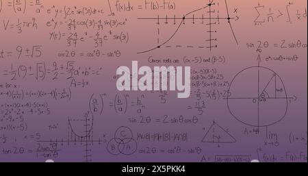 Image of mathematical formulae and data processing Stock Photo