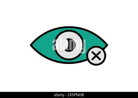 vision loss icon. eye with cross. icon related to elderly. flat line icon style. old age element illustration Stock Vector