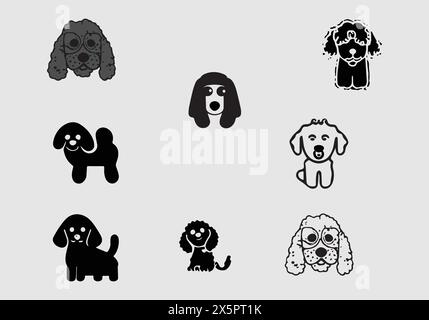 Minimal Black Bichpoo icon illustration design Stock Vector