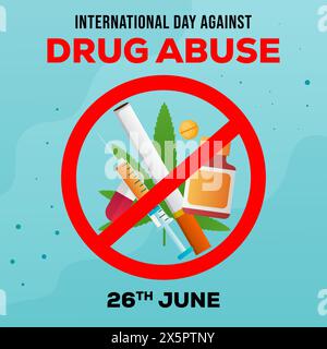 international day against drug abuse illustration design Stock Vector