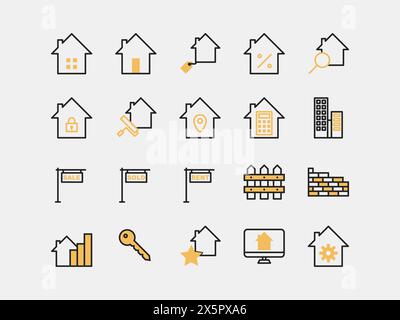 Property and real estate icon set outline style in vector format Stock Vector