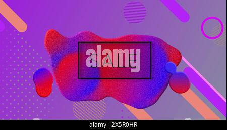 Image of sale text in rectangle on abstract pattern, geometric shapes over abstract background Stock Photo
