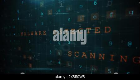 Image of cyberattack text, data processing over security padlock Stock Photo