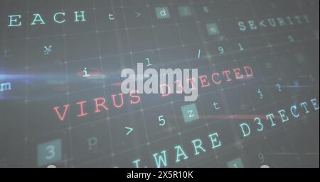 Image of cyberattack text, data processing over security padlock Stock Photo
