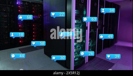 Image of notification icons with numbers over traffic signal changing ...