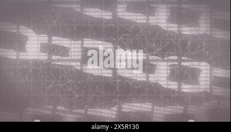 Image of shapes and chains over data processing Stock Photo