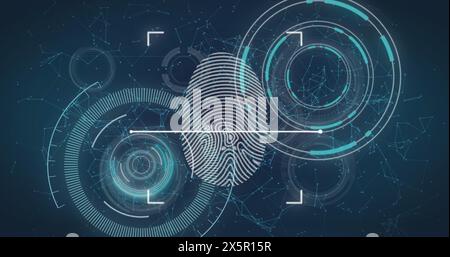 Image of data processing over biometric fingerprint Stock Photo