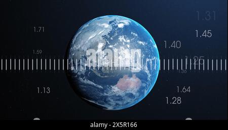 Image of financial data processing over globe Stock Photo